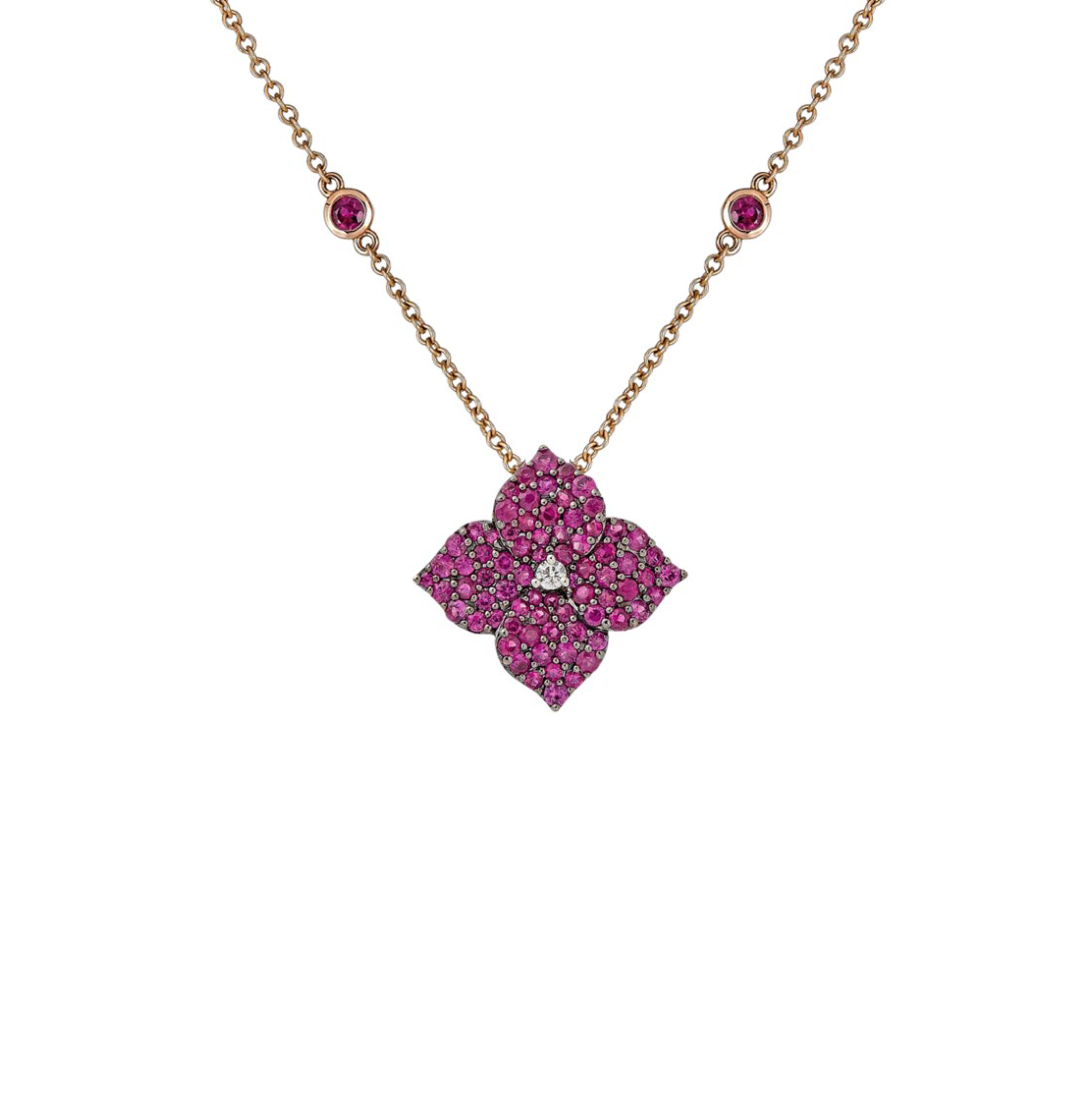 Sabel Collection Pink Sapphire and Diamond Flower Pendant
